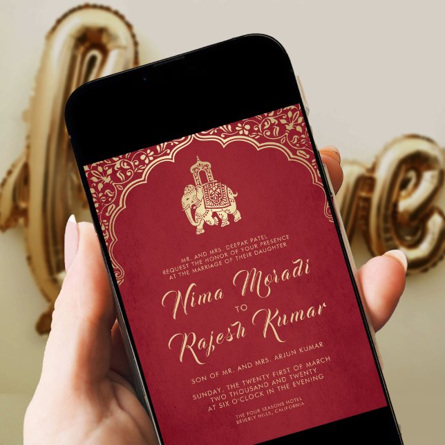 Indian Wedding Invitation, Red, Gold, Ganesha  Inv Invitation (Creator Uploaded)
