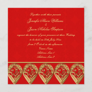 Indian Wedding Invitation Red & Gold Paisley