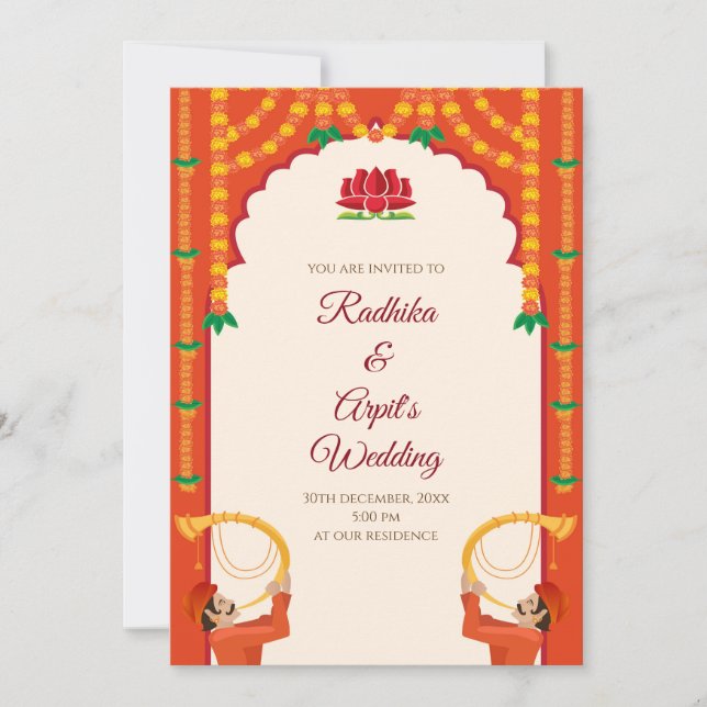 Indian Wedding invite & Hindu Wedding card (Front)