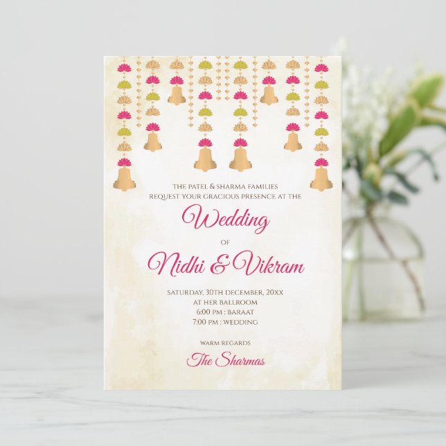 Indian wedding invites & Hindu wedding cards (Standing Front)