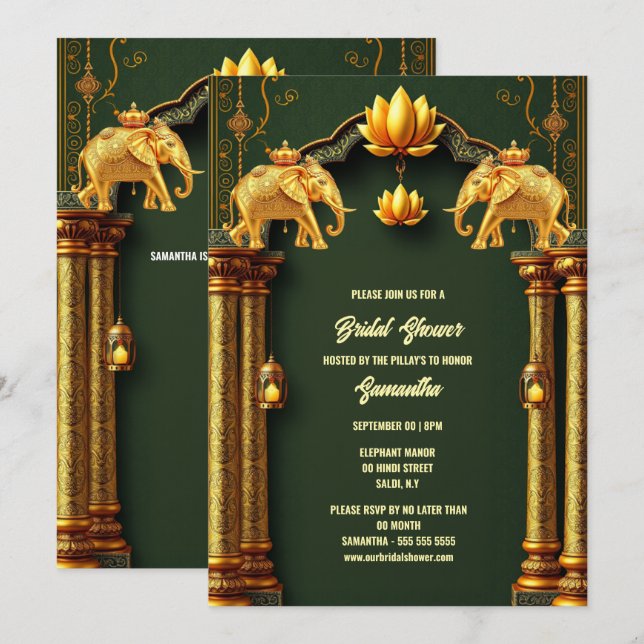 Indian wedding lanterns burgundy red gold elegant invitation (Front/Back)