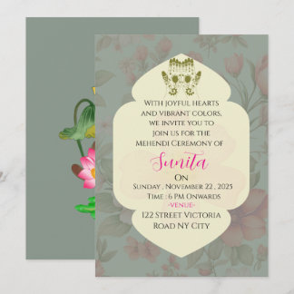 Indian Wedding Mehendi Ceremony Invitation
