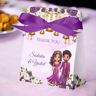 Indian wedding Mehndi purple cute bridal couple  Favour Box