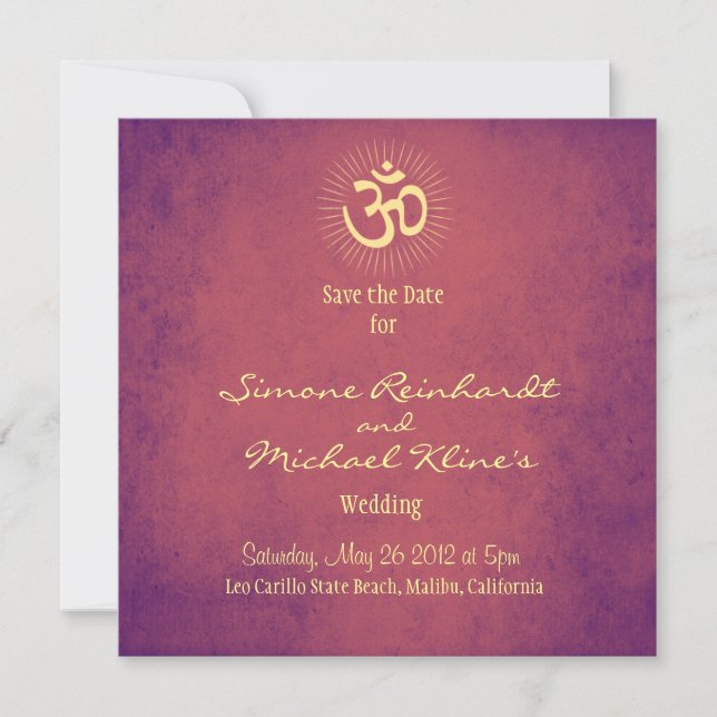 Indian Wedding, OM, Save the Date Hindu Wedding (Front)