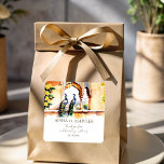 Indian wedding peacock Jaipur palace thank you fav Square Sticker<br><div class="desc">Peacocks at Jaipur palace watercolor Indian wedding thank you favour stickers template,  modern watercolor peacocks with Jaipur palace scenery view unique Indian personalised favour stickers for a wedding mehndi haldi engagement</div>