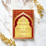 Indian wedding  red and gold vintage arch invitation<br><div class="desc">Red and gold Hindu wedding invitation template instant download,  with RSVP details on the same page,  can be used to send electronically,  vintage style gold arch gold background with dark red,  aum sign is a letter - to replace can find suitable alphabet keyboard symbol and copy paste.</div>