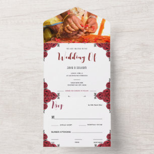 Indian Wedding Rose Floral Theme All In One Invitation