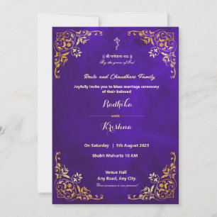 Indian wedding royal blue hindu invitation