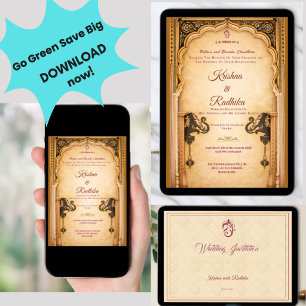 Indian wedding Royal ethnic luxury invitation