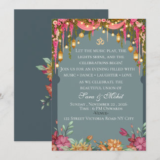 Indian Wedding Sangeet Night Ceremony invitation