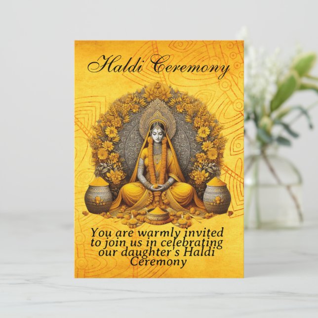 Indian Wedding Turmeric Ceremony invitation (Standing Front)
