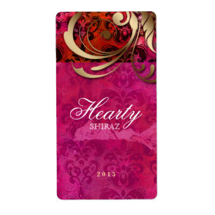 Indian Wedding Wine Label Damask Pink Gold