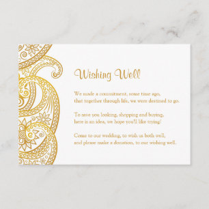 Indian Wedding Wishing Well, Gold Paisley Enclosure Card