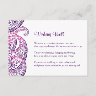 Indian Wedding Wishing Well, Purple & Pink Paisley Enclosure Card