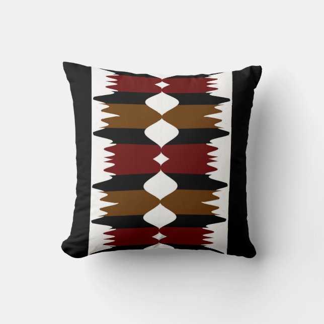 Indian Wind on Black/White/Brown/Dark Red  Throw P Cushion (Front)