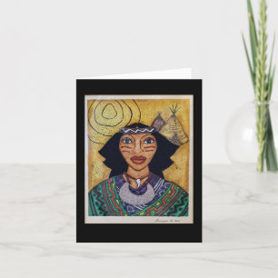Indian with green shaw Note Blank Card