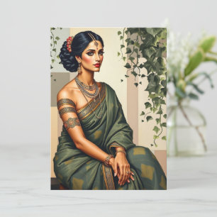 Indian Woman Art. Portrait Wall Art Invitation