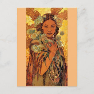 Indian Woman by alfons Mucha - Art Nouveau Postcard
