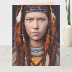INDIAN WOMAN NATIVE AMERICAN ART BIRTHDAY CARDS