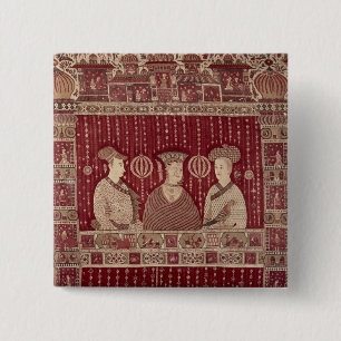 Indian woman with European traders, Madras 15 Cm Square Badge