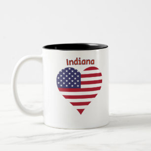 Indiana American Flag Heart Two-Tone Coffee Mug