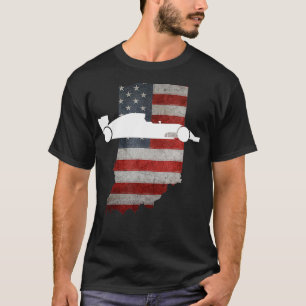 Indiana American Flag State with Race T-Shirt