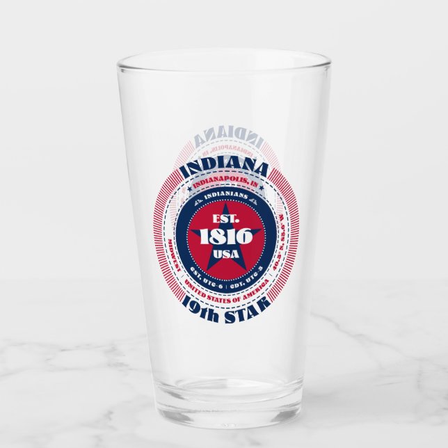 Indiana Circular Typography Design Glass (Front)