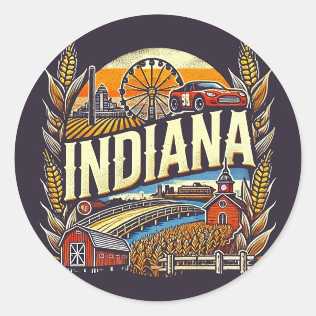 Indiana Classic Round Sticker (Front)