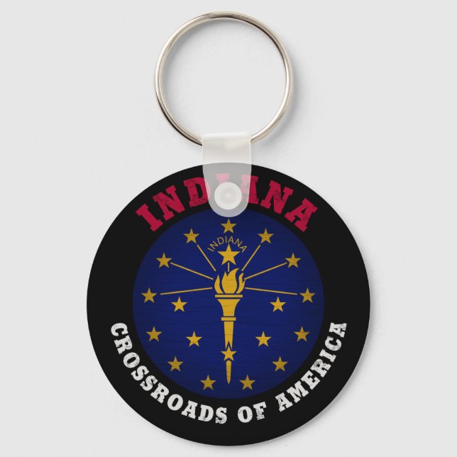 INDIANA CROSSROADS STATE FLAG KEY RING (Front)