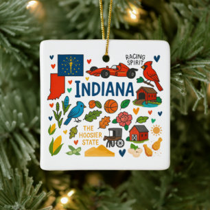 Indiana Custom Family Trip Christmas Ceramic Ornament