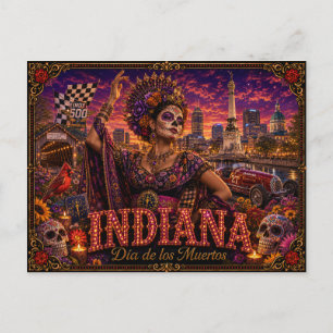 Indiana Día de los Muertos Retro Postcard