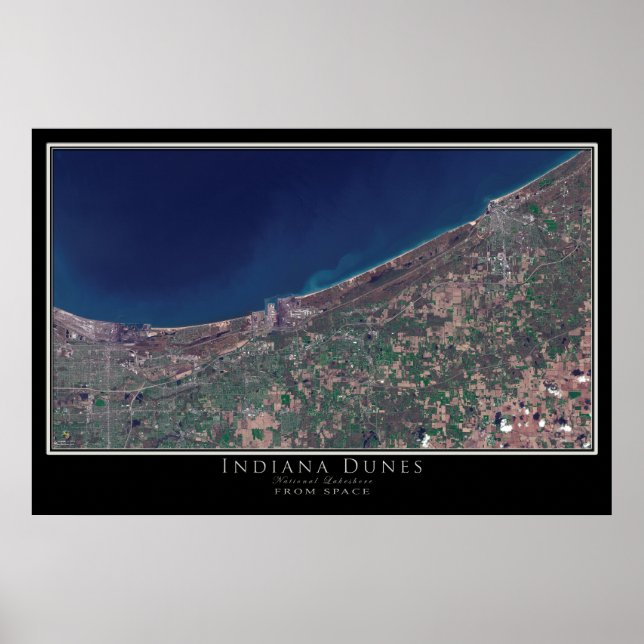 Indiana Dunes National Lakeshore Satellite Map Poster (Front)