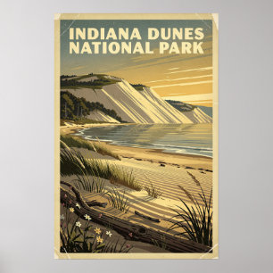 Indiana Dunes National Park Retro Poster