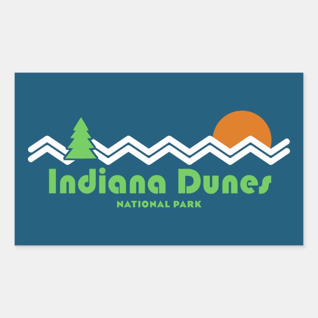 Indiana Dunes National Park Retro Rectangular Sticker (Front)