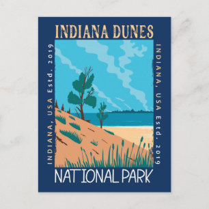 Indiana Dunes National Park Vintage Distressed Postcard