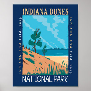 Indiana Dunes National Park Vintage Distressed  Poster