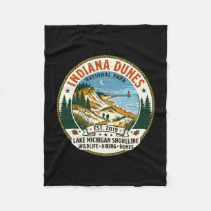 Indiana dunes national park vintage hiking fleece blanket