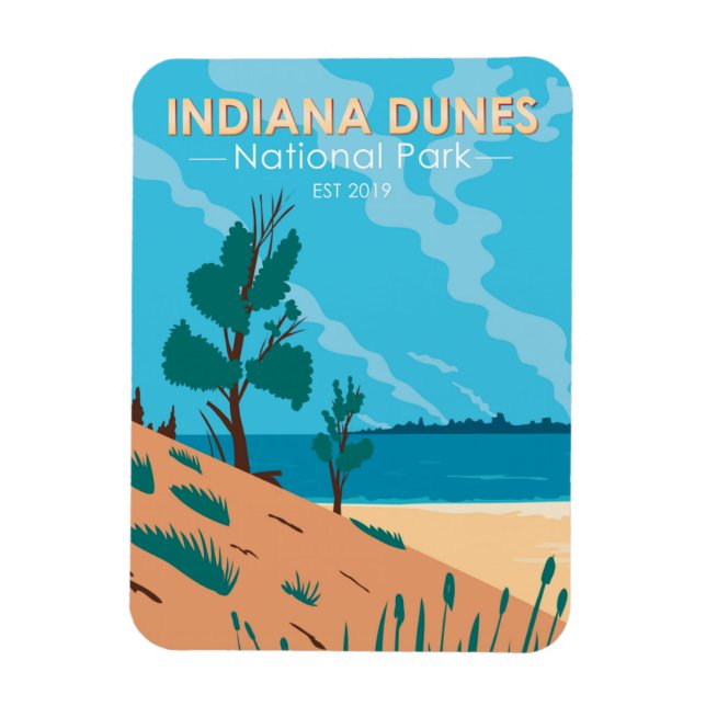 Indiana Dunes National Park Vintage Magnet (Vertical)