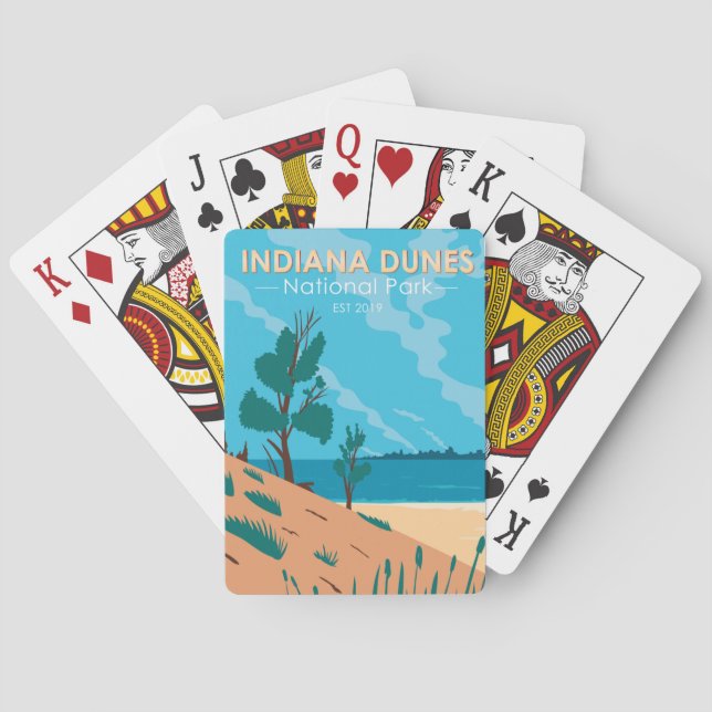 Indiana Dunes National Park Vintage  Playing Cards (Back)