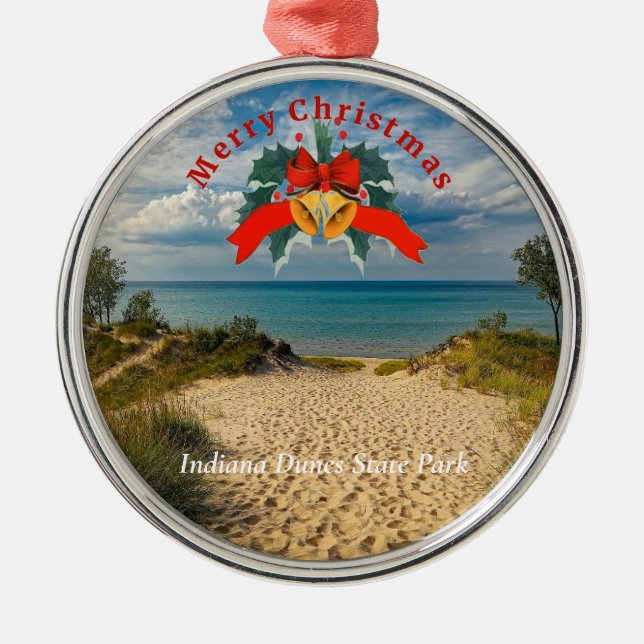 Indiana Dunes State Park Christmas Metal Ornament (Front)