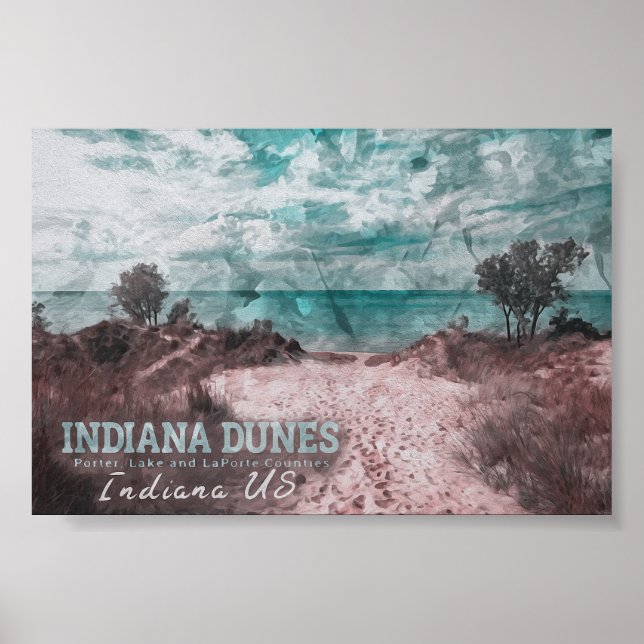 INDIANA DUNES WATERCOLOR - INDIANA UNITED STATES POSTER (Front)