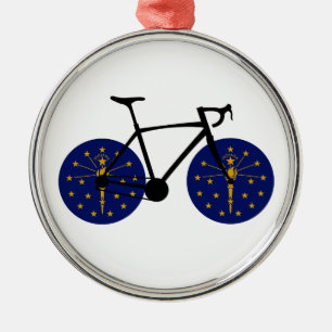 Indiana Flag Cycling Metal Ornament