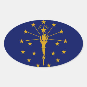 Indiana flag oval sticker