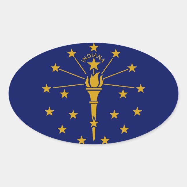 Indiana flag oval sticker (Front)