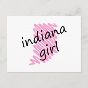 Indiana Girl with Scribbled Indiana Map Postcard