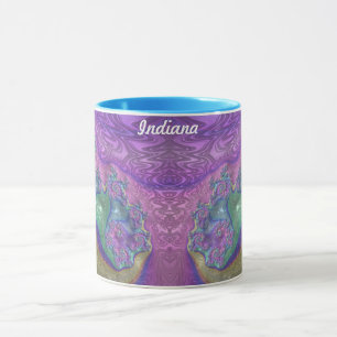 INDIANA ~ GLOSSY 3D Glossy Green Purple Blue ~ Mug