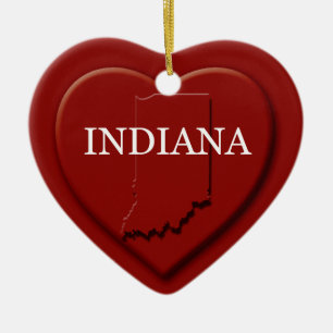 Indiana Heart Map Christmas Ornament