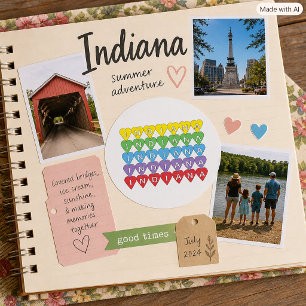 Indiana Heart Row Colourful State Pride Design Classic Round Sticker