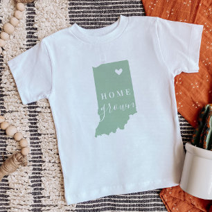 Indiana Home Grown   Editable Colours State Map Baby T-Shirt