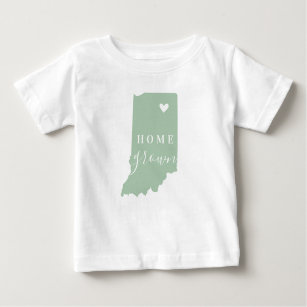 Indiana Home Grown   Editable Colours State Map Baby T-Shirt